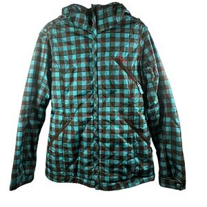 BURTON Women's MAN EATER Snow Jacket Size 7 Medium Argon Plaid